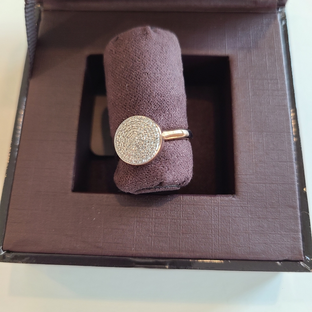 Monica Vinader 18k Rose Gold Vermeil Fiji Button Ring .16 cw Size 6.5